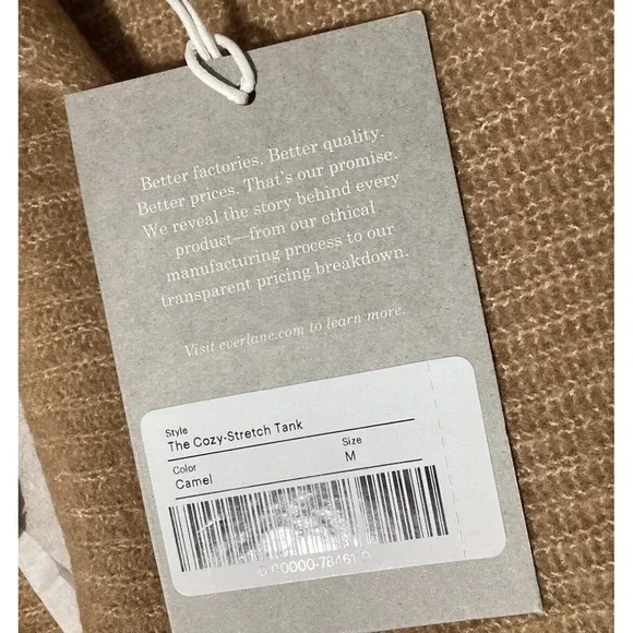 Everlane Camel Yak And Wool Blend The Cozy Stretch Knit Cropped Tank Size M NWT - Picture 3 of 6